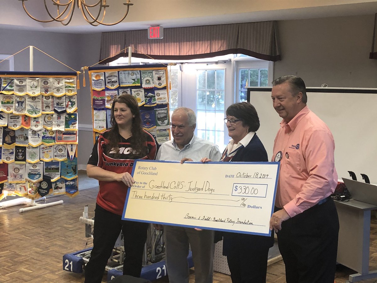WatsonBwatson's tweet image. The GHS robotics team, Junkyard Dogs, was the program for the Goochland Rotary Club this morning. These students are so poised, knowledgeable, talented, creative and exemplify what STEM education is all about. Great job team! Thanks to the Rotary for the donation.