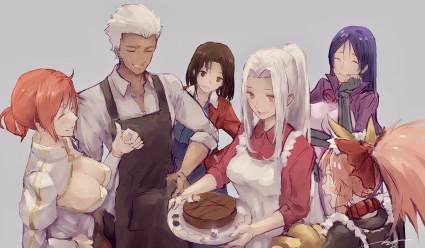 “Shirou is such a sweet boy teaching his mama how to bake~.”