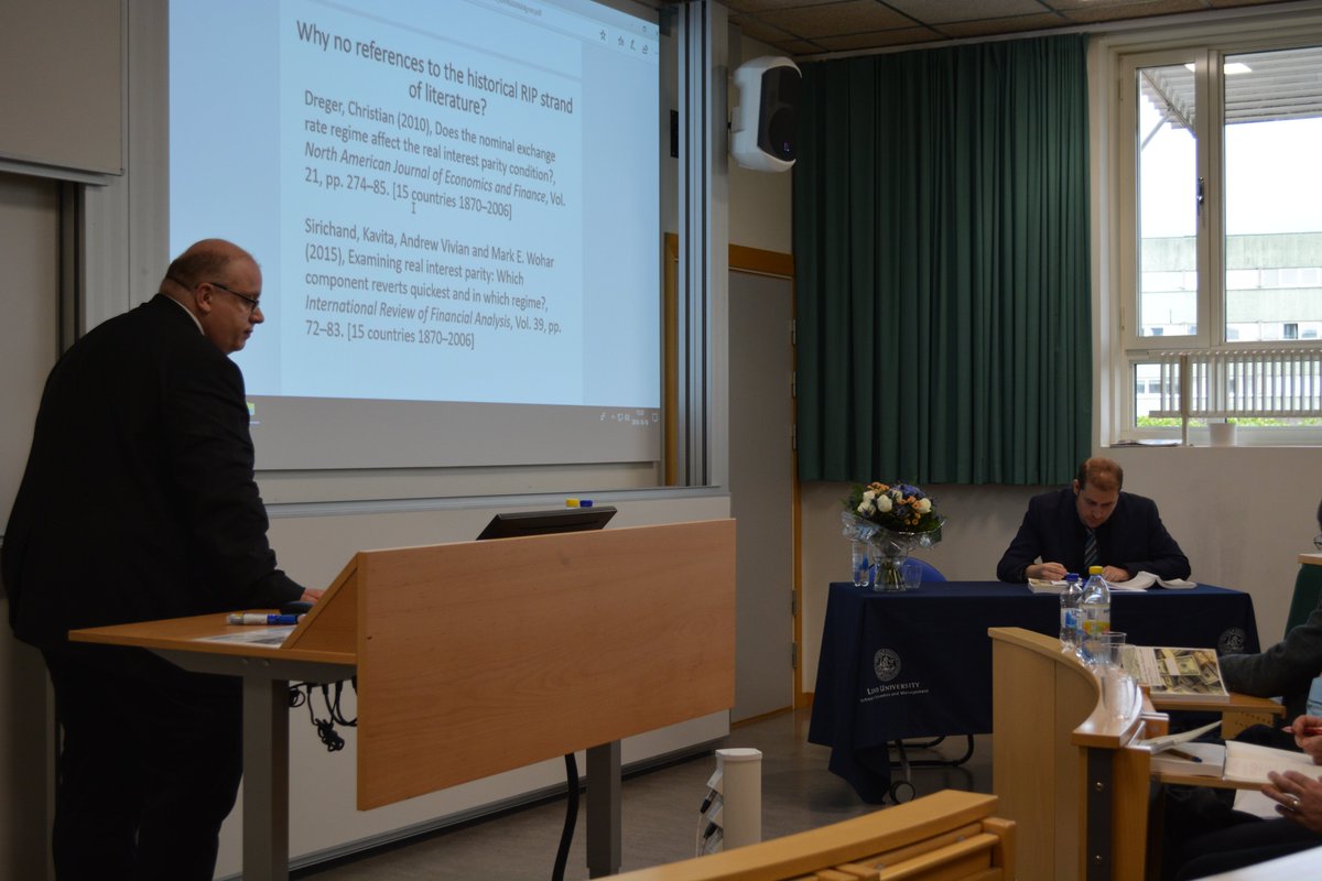 Public defence of doctoral dissertation going on. Discussion between PhD student Julius Probst and faculty opponent Kim Abildgren. #econhist #PhD #growth #inequality