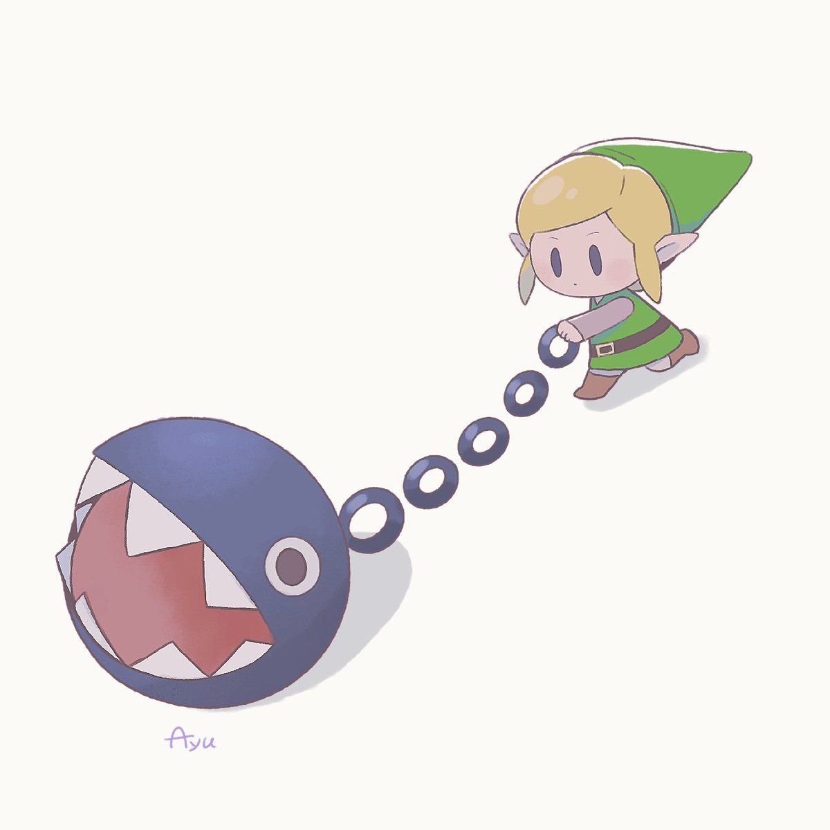 リンク(ゼルダの伝説) 「ワンワンおさんぽ  #Zelda 」|🍼🐟のイラスト