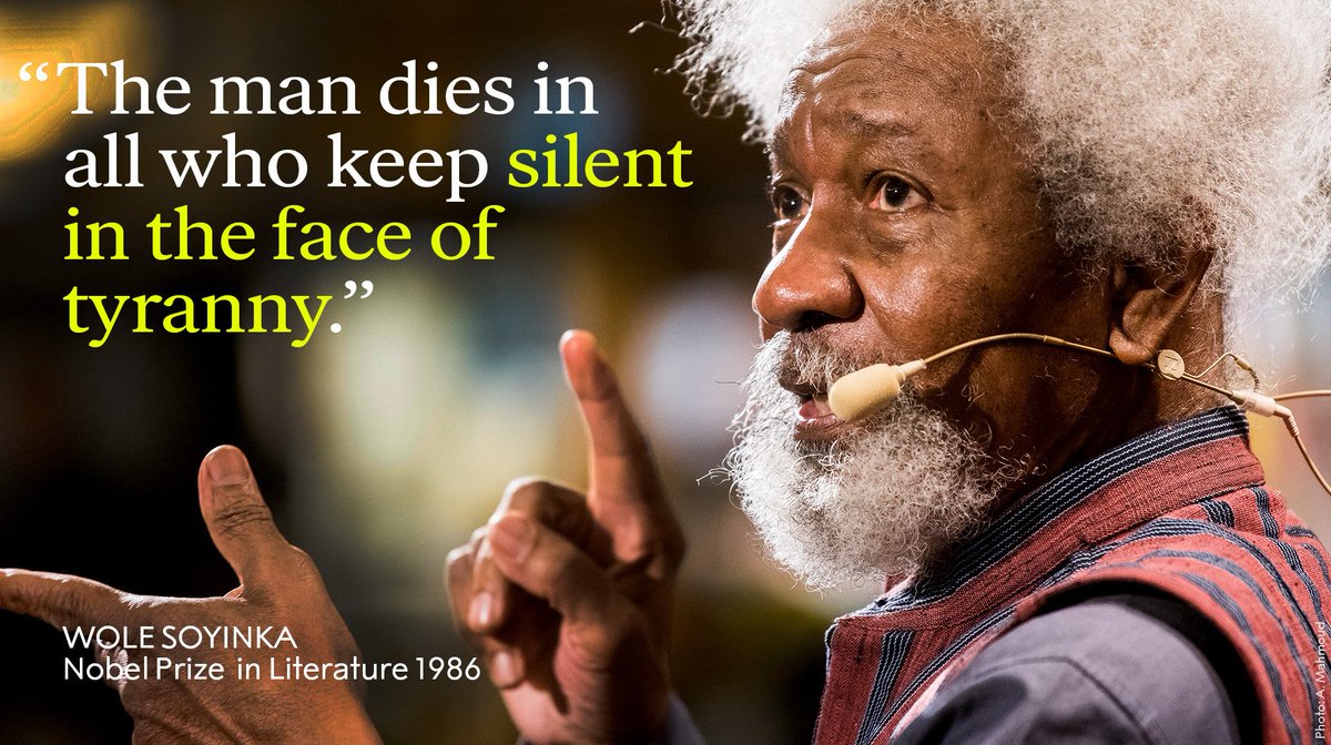 NobelPrize's tweet image. Food for thought from Literature Laureate Wole Soyinka.