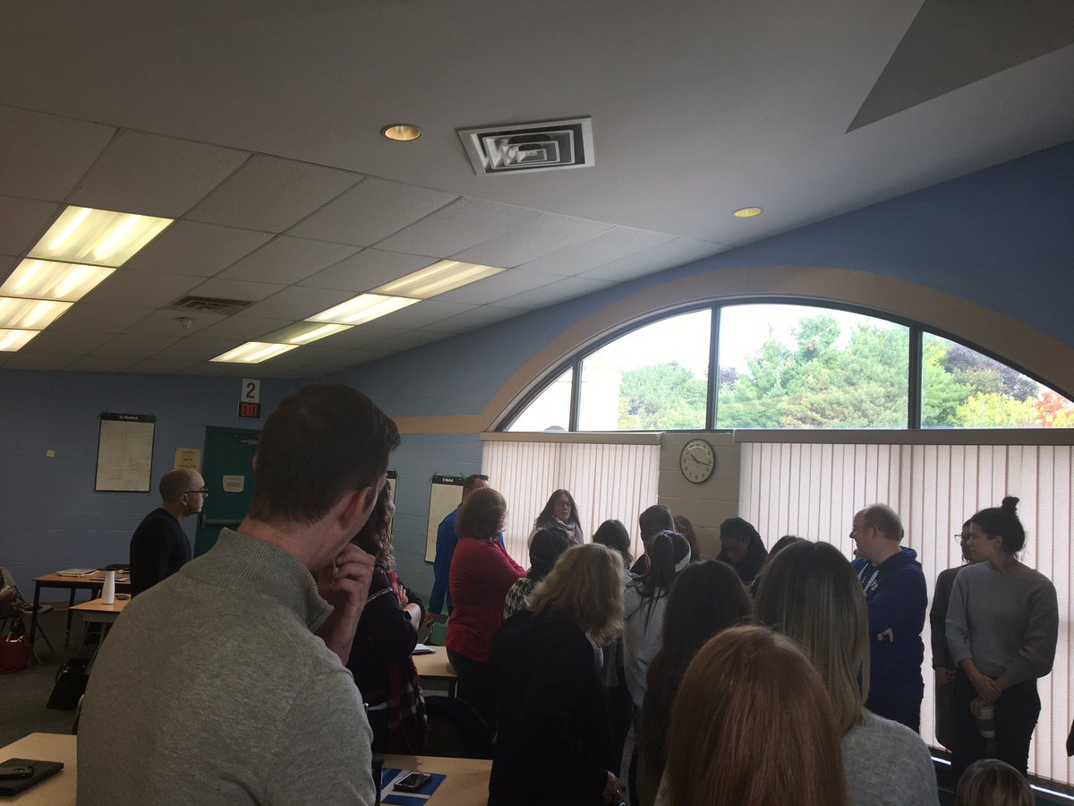 mickleja's tweet image. Teachers becoming the students- talking about our experiences of engaging in thinking classrooms w/ @pgliljedahl #hcdsbmath