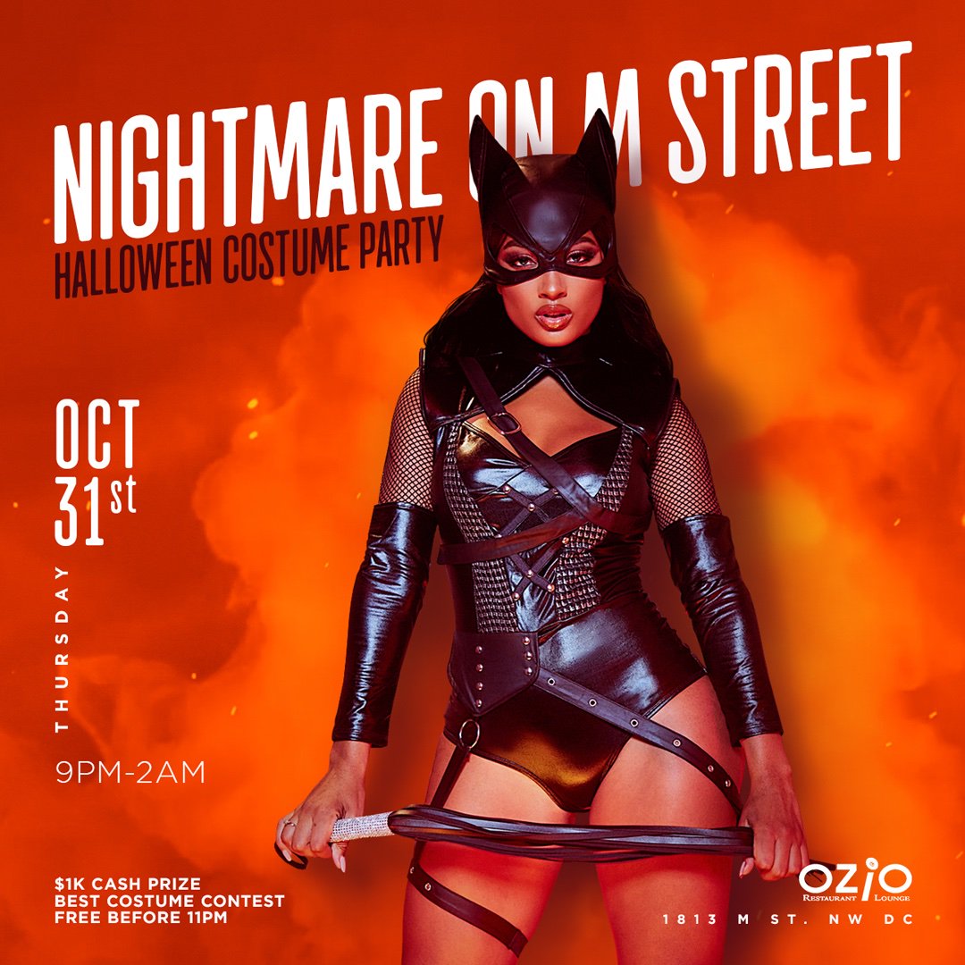 One night to be someone else. Who will you be? Nightmare on M Street! #costumeparty #oziodc #nightmareonmstreet #halloween
