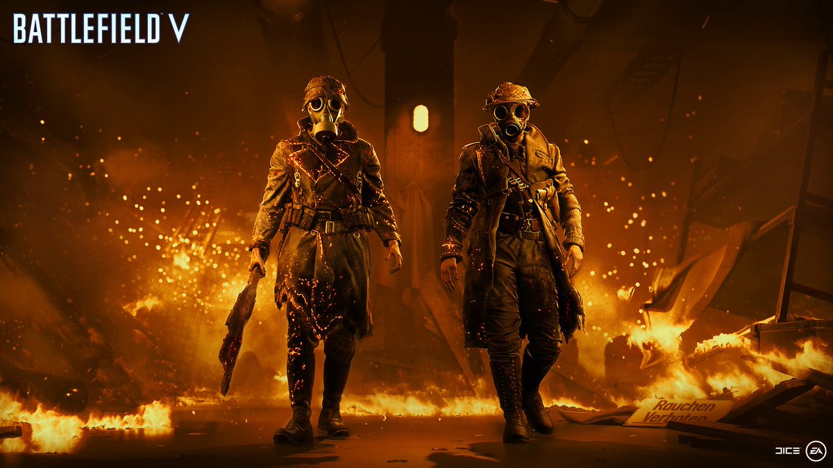 Battlefield's tweet photo. Get scorched with the Firestorm-themed Burnt Bundle! 🔥 

Includes Epic outfits for both Allied and Axis soldiers and the new burnt plank melee weapon. Check them out at the Armory! https://t.co/UETbWWIw2i