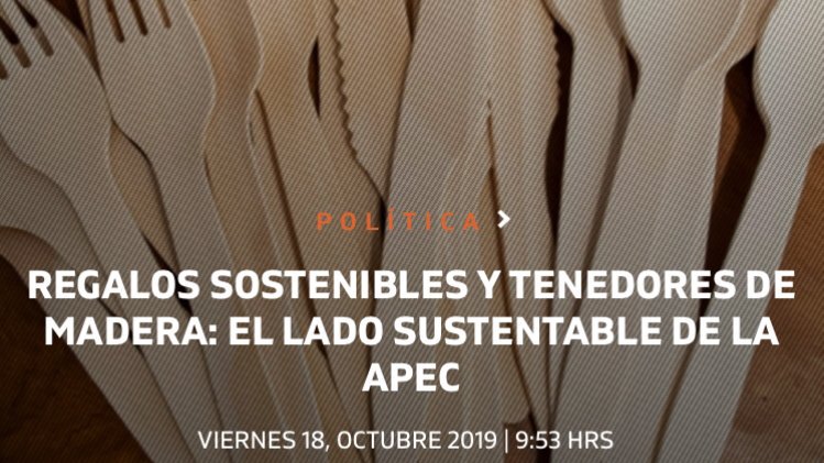 #APECPrensa Regalos sostenibles y tenedores de madera: El lado sustentable de APEC. #CaminoALaCumbre #APECChile2019

Vía: <a href="/T13/">T13</a> 

t13.cl/noticia/politi…