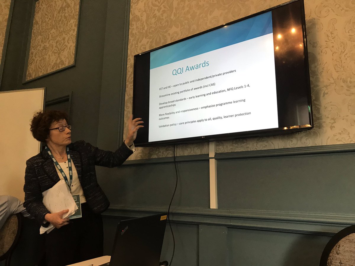 andrewbrownlee7's tweet photo. Anna Murphy @QQI_connect presenting on work to develop quality assurance system across FET and how this sits in a tertiary education context @NAPD_FET session #napdconference https://t.co/kUvTWkG82k