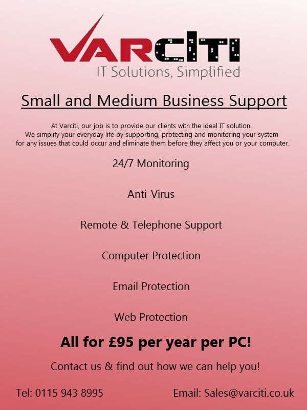 Varciti are a leading IT services and solutions provider that specialise in providing tailored IT support services solutions and consultancy.

We have significant expertise in providing IT solutions that have been tailored specifically for our clients.