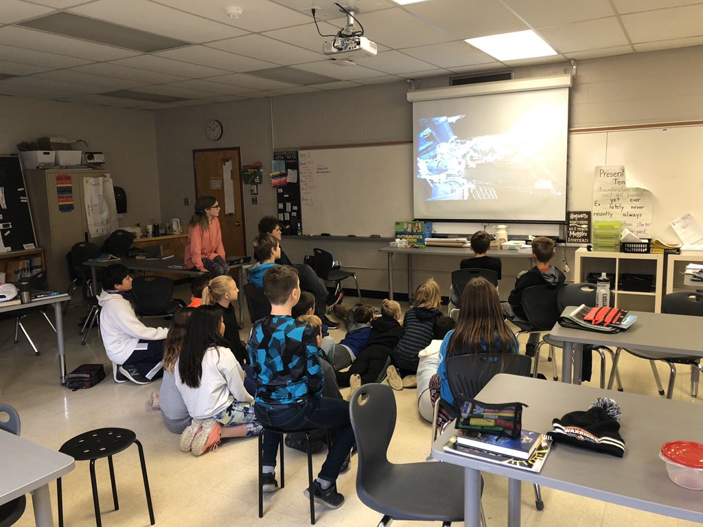 ScottCentralPS's tweet photo. Our Grade 6 class @6Greatness is watching history being made with the #AllWomenSpacewalk #DDSBStem https://t.co/6Bwv0wuQVF