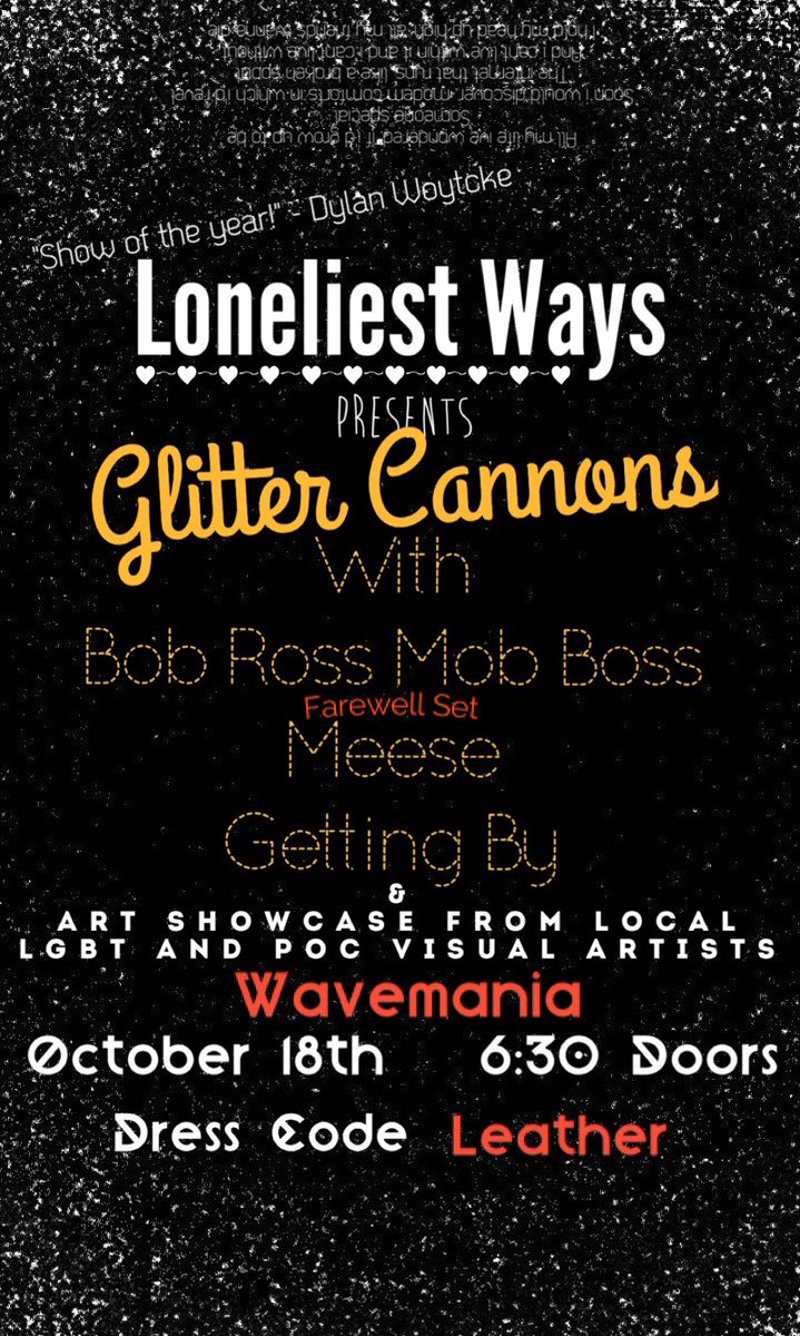 MeeseBand's tweet photo. The final Meese gig is TONIGHT

Playing most of the stuff we have 
New and old 

Gonna have shirts and gonna have a good cry 

Say goodbye!!
But also Glitter Cannons!!!! https://t.co/yX4czYp5Zg