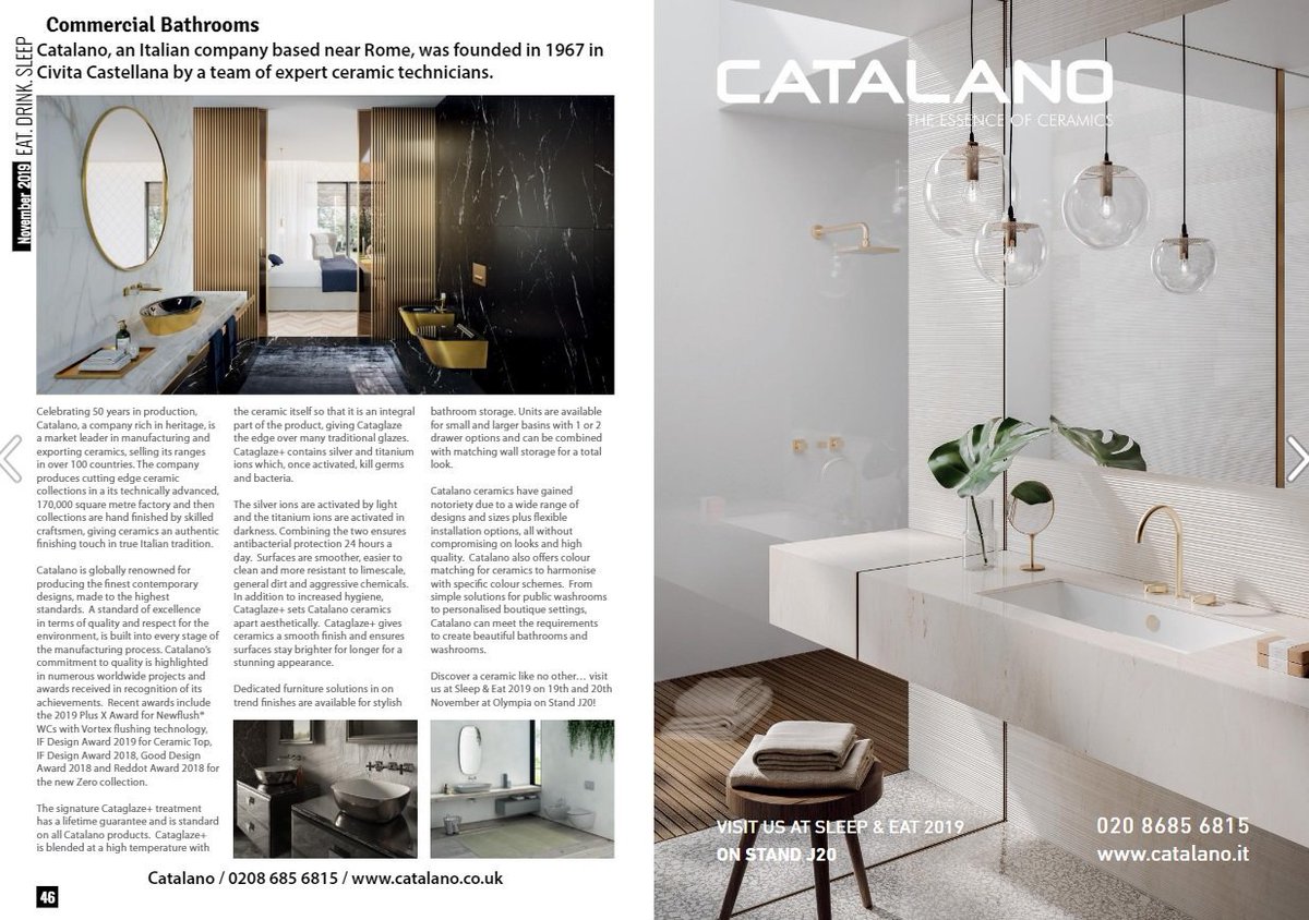 Catalano is featured in the latest edition of Eat Drink Sleep magazine <a href="/eatdrink_sleep/">Eat Drink Sleep</a> on p46 and 47 🌟
#hotelbathroom #luxurybathroom #bathroomdesign #Hotel #interiordesign