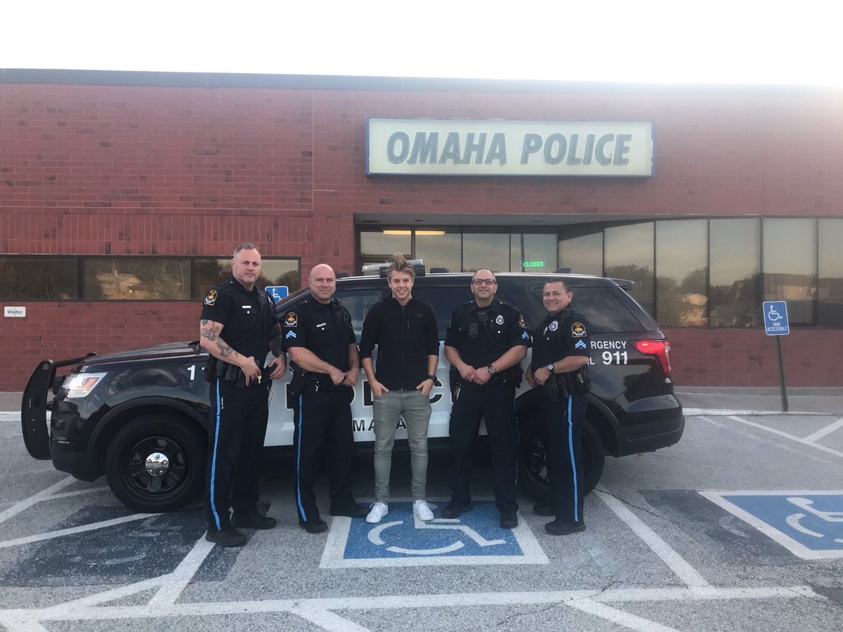 Officers of Northwest Precinct welcome Officer Bohman Valentin from Wertingen Police Station, Bavaria, Germany. Officer Valentin is riding with Ofc Jim Bruning to see what police work is like in the U.S. #OPD
