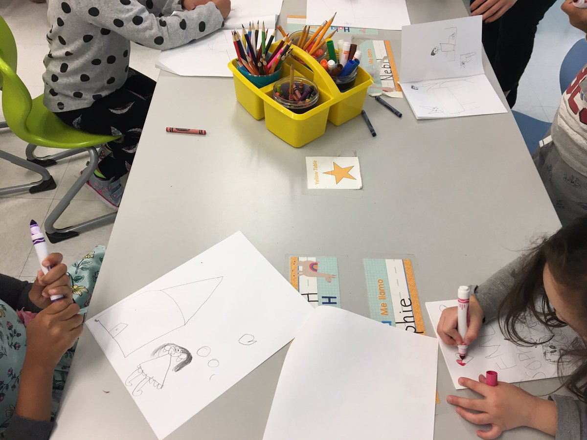 nmarieball's tweet image. When given a choice of types of paper to use, kindergarten students make writing decisions that work for them. #FCPSK #FCPSEC #FCPSISD
