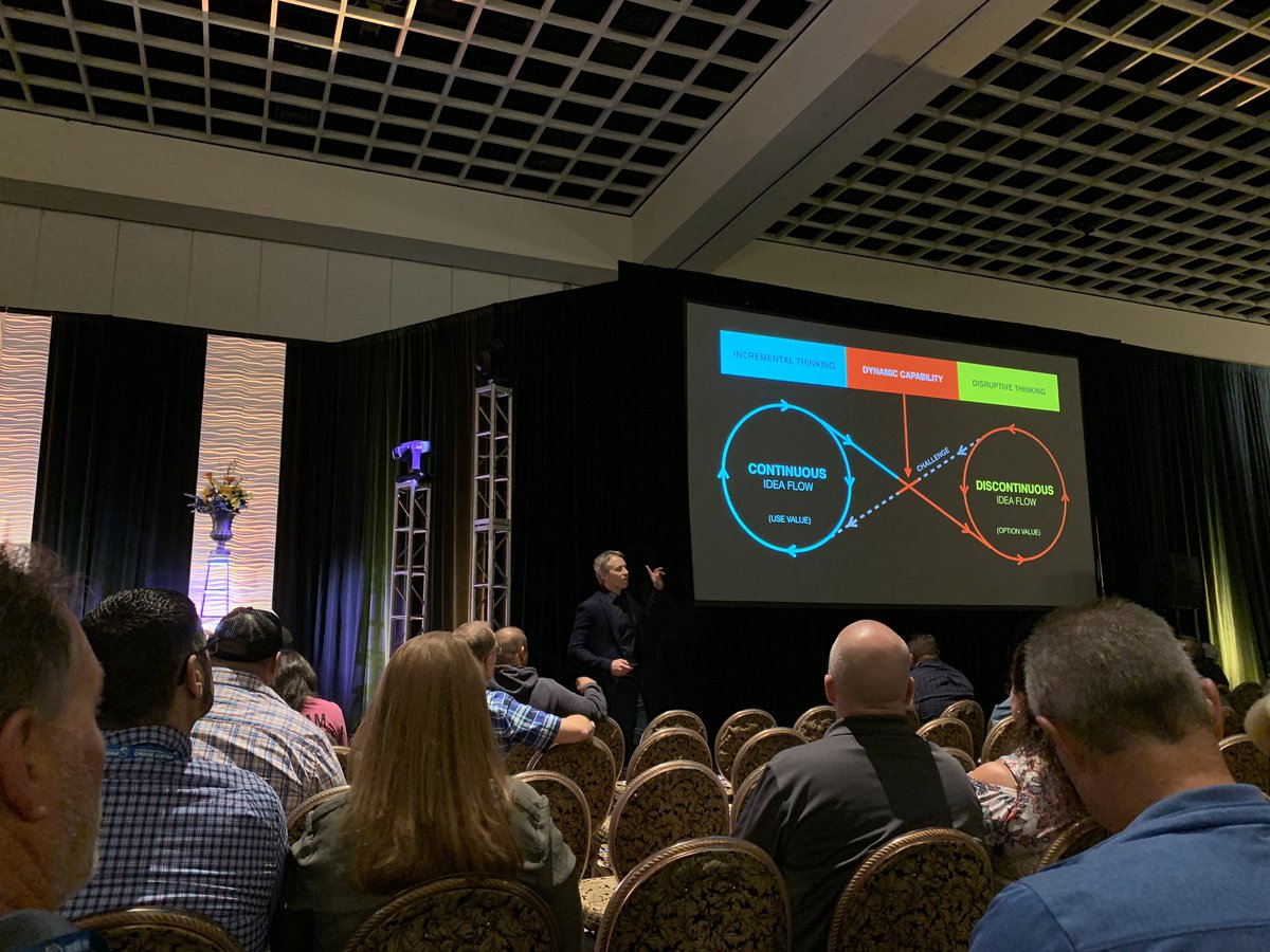Final day at <a href="/ServiceWorldXpo/">Service World Expo©</a> with keynote speaker <a href="/LukeGWilliams/">Luke Williams</a>. Learning to inspire disruptive thinking and new growth theory. What is your recipe (process, plan, business model) that could be changed to create something better? #Disrupt #SWE2019