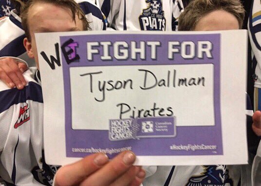 vhpirateshockey's tweet photo. Graham Tuer Tourney in conjunction with Regina hockey association,the nhl &amp; the nhlpa are supporting hockey fights cancer. The boys are supporting Tyson Dallman who had his own experience with cancer and won.We stand up and help fight with him!#HockeyFightsCancer @BAA_Challenge https://t.co/hb2escNL0W
