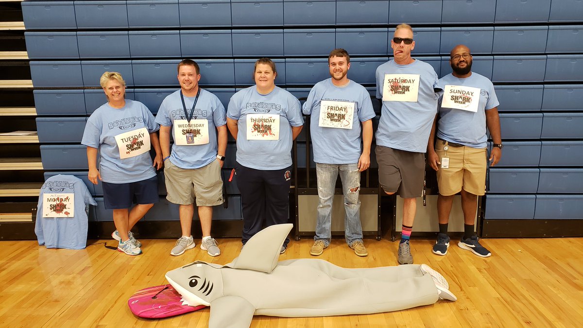 LCBFishing's tweet photo. What a fun and busy week for H.P.E.  Homecoming fun..We were Sharkweek daily victims for character day, teammates for twin day, put on driver ed. Come Home Alive program for 140 people, and put on the pep rally/ powder puff football game for 2000 students..and survived it all.. https://t.co/le655paww1