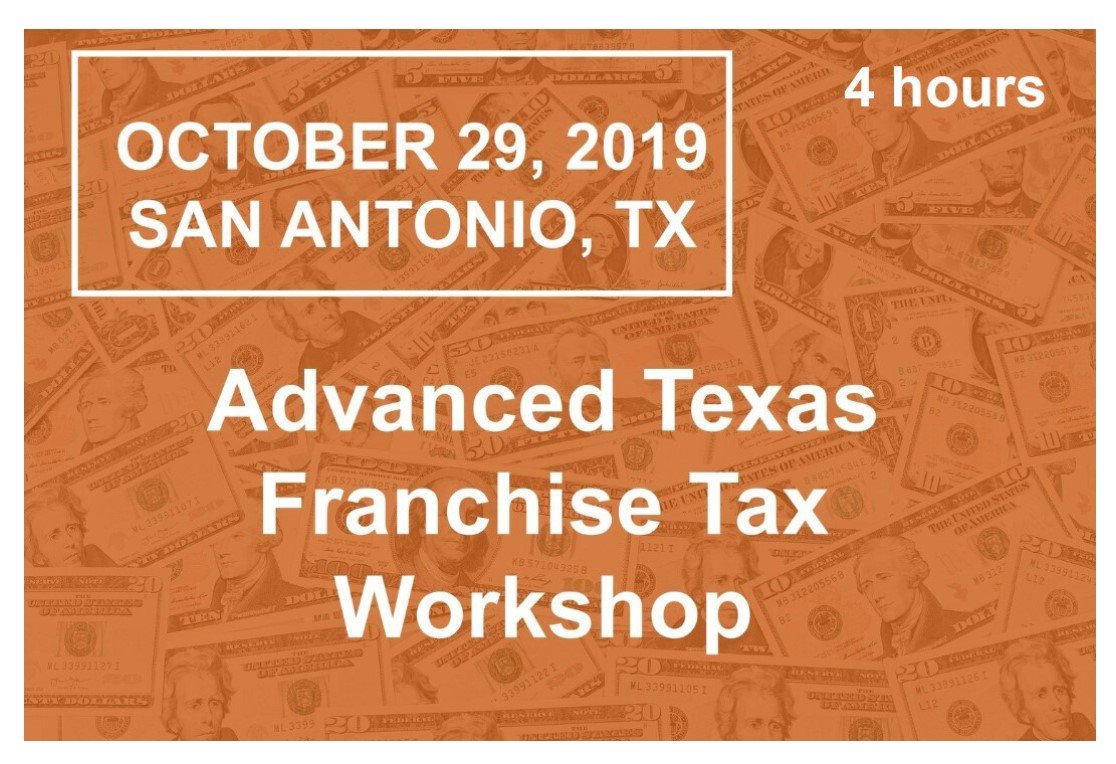 LATseminars's tweet photo. Join us in San Antonio on October 29th for a Advanced TX #FranchiseTax Workshop! https://t.co/dEICylfKAR https://t.co/BV26VIc8aP