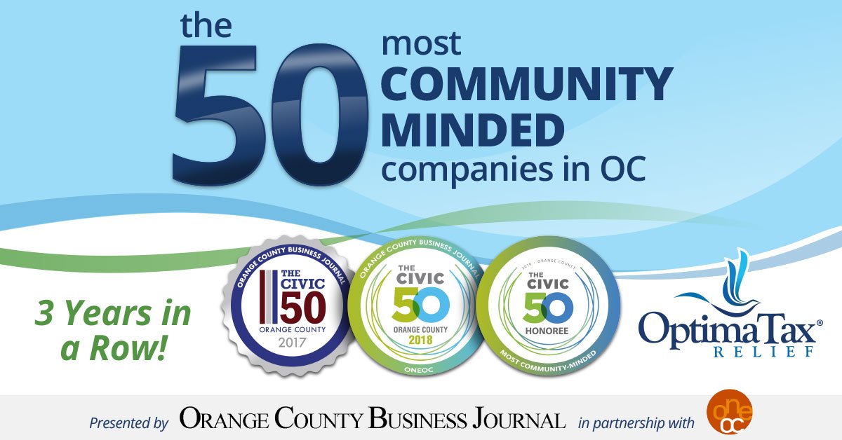 OptimaTax's tweet photo. We are honored to receive the honor of the #Civic50 Orange County, which is bestowed upon companies who use their resources to improve quality of life in their local communities.

Thank you to @OneOC, @OCBizJournal, and our incredible staff! https://t.co/O1AyiGIgTS https://t.co/xlvzTBavP9