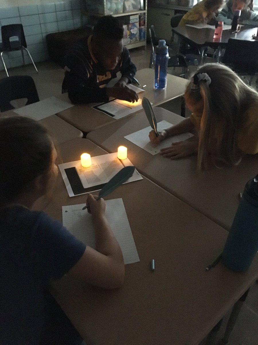 Bluey5thGrade's tweet photo. Math from the past using textbooks from the 1800’s, candlelight and quill pens @Tcsferguson @williamsroom23 https://t.co/7rP2Kda796