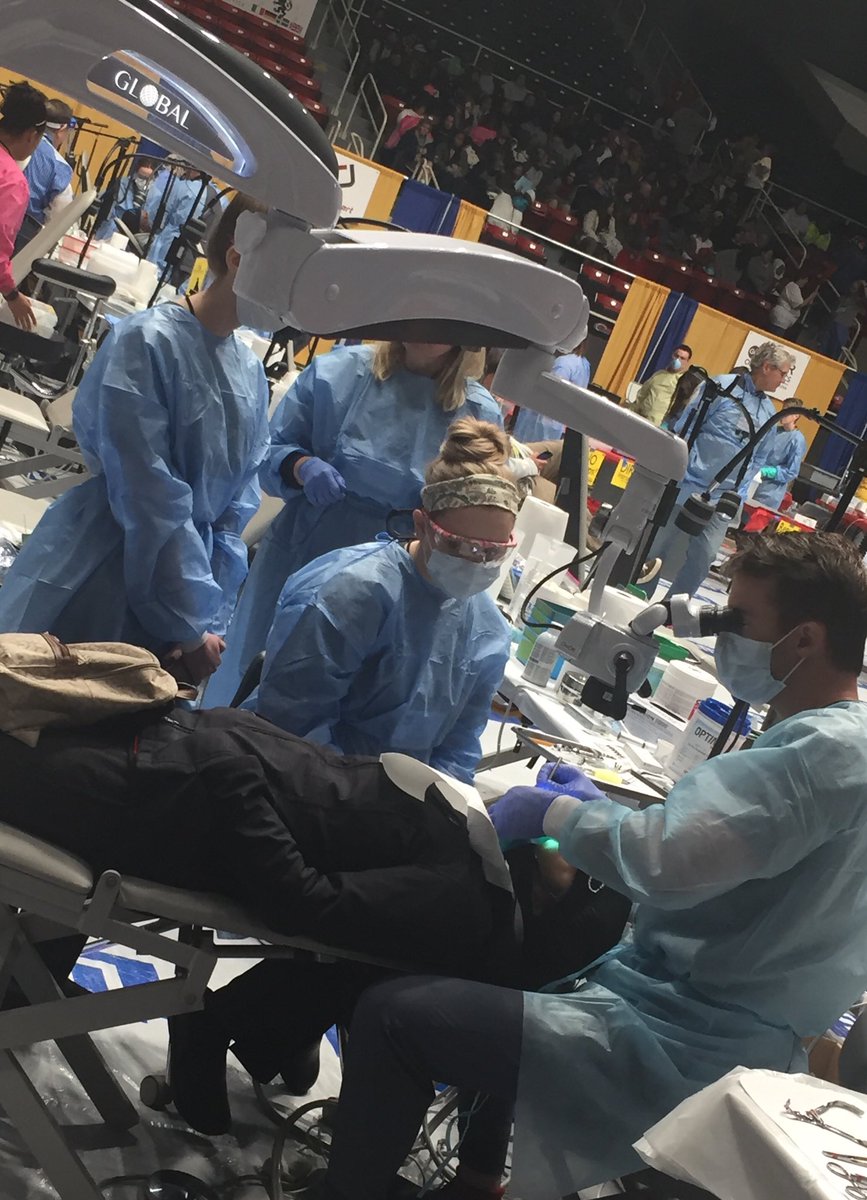 LauraMRidgeway's tweet photo. Thanks to our friends ⁦@DukeEndowment⁩ for touring  @ncdentalsociety foundation NCMOM clinic in Charlotte where we have converted the Bojangles Hockey Coliseum into a two-day free dental clinic for 1500 adult patients in need!! Thank you for supporting #oralhealth https://t.co/HUxp7AUVLv