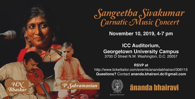 Upcoming Carnatic concert by Sangeetha Sivakumar in Washington,DC On Nov 10th