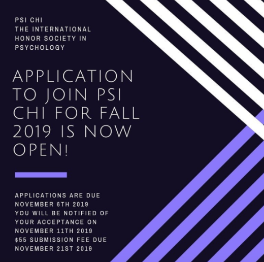 HCPsychColl's tweet image. Fall 2019 Application to join Psi Chi is now open! Applications are due November 6th. Don't miss out on this opportunity! Apply here now: psichi.org/page/JoinToday…