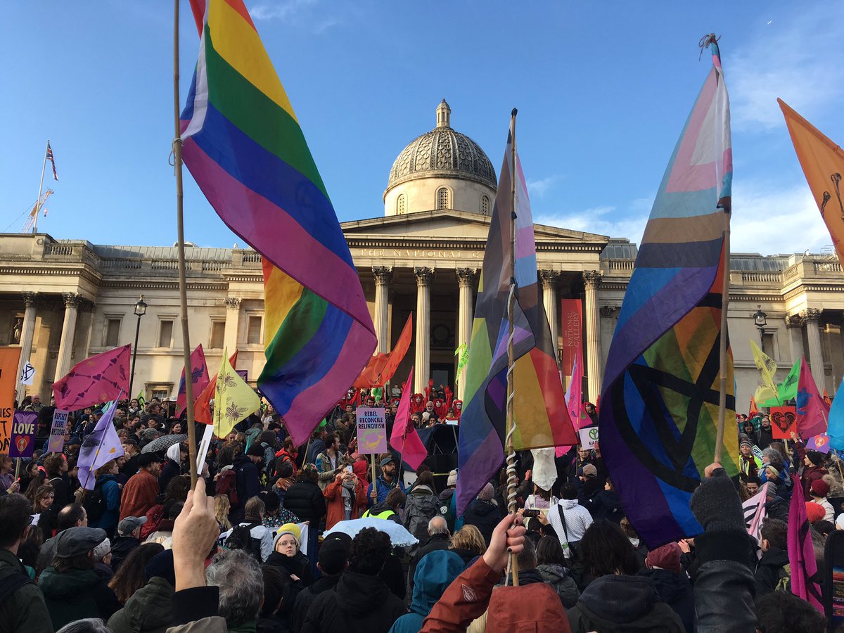 Trafalgar Square is a place of prayer, song, reflection and beauty right now. 

#EverybodyNow 
#ExtinctionRebellion
#NoPrideInEcocide