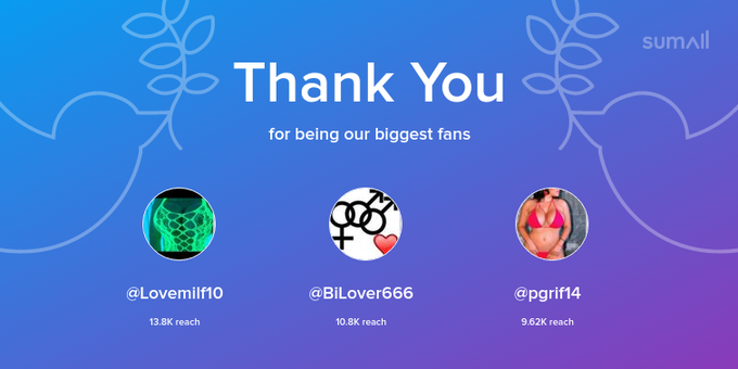 Our biggest fans this week: Lovemilf10, BiLover666, pgrif14. Thank you! via https://t.co/Ic1sEYJmO8 https://t
