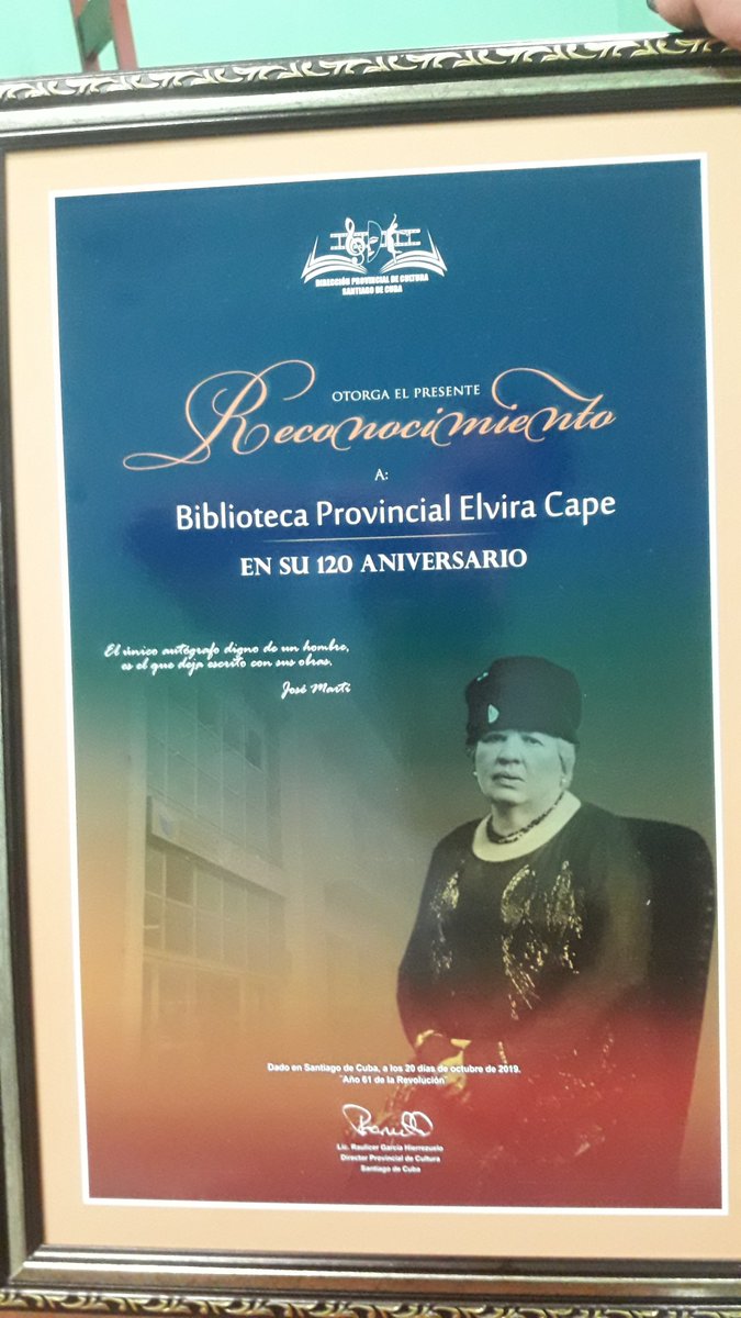 DayronChangArr1's tweet photo. Biblioteca Elvira Cape: 120 años protegiendo el patrimonio documental de #SantiagodeCuba. Homenaje en #JornadaCulturaCubana del Partido y el gobierno.
@fernandorojas_6 @LuisMorlote @UNEAC_online @DianaSedalYanes @BiblioNacCuba @UOCuba @B_Johnson_U @santiaguerisima @LaJiribilla https://t.co/1tCrFXLL3r