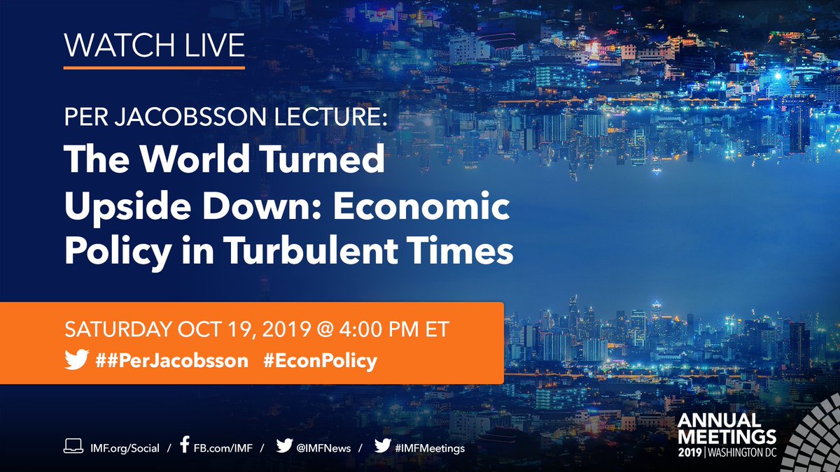 IMFNews's tweet image. Join us tomorrow, October 19 at 4:00pm EDT for the #PerJacobsson Lecture: The World Turned Upside Down: Economic Policy in Turbulent Times ow.ly/LWtY50wOGmG #EconPolicy