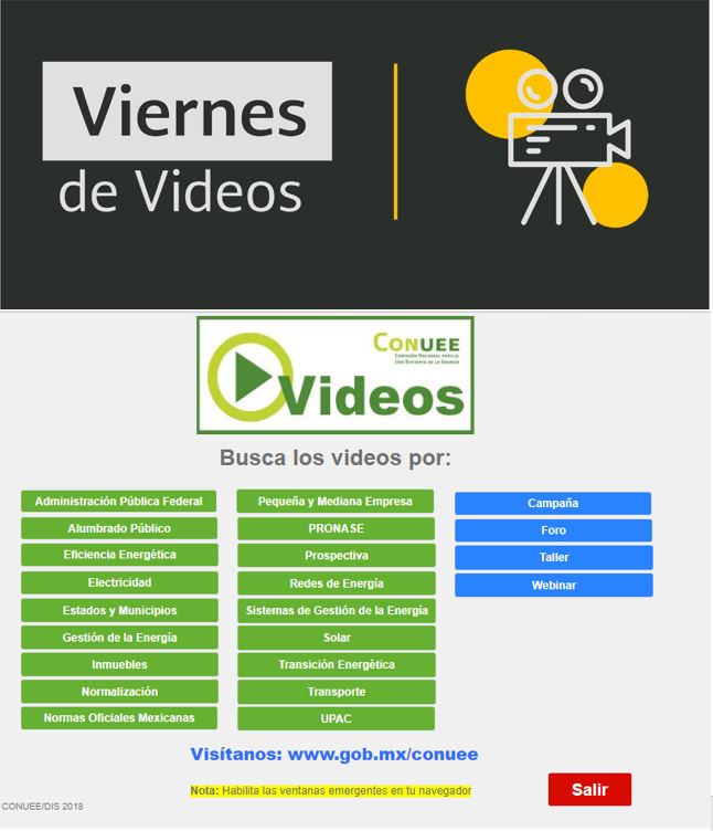 ConueeSolar's tweet photo. Este #ViernesDeVideos te recomendamos el buscador de videos @CONUEE_mx. 
Donde podrás encontrar vídeos en materia de ahorro y uso eficiente de la energía, entre ellos los webinars que hemos realizado en materia de #EnergíaSolar☀️.
Consúltalo aquí🎬👉https://t.co/4SaBRqCrmF https://t.co/9nUGkWD1yV