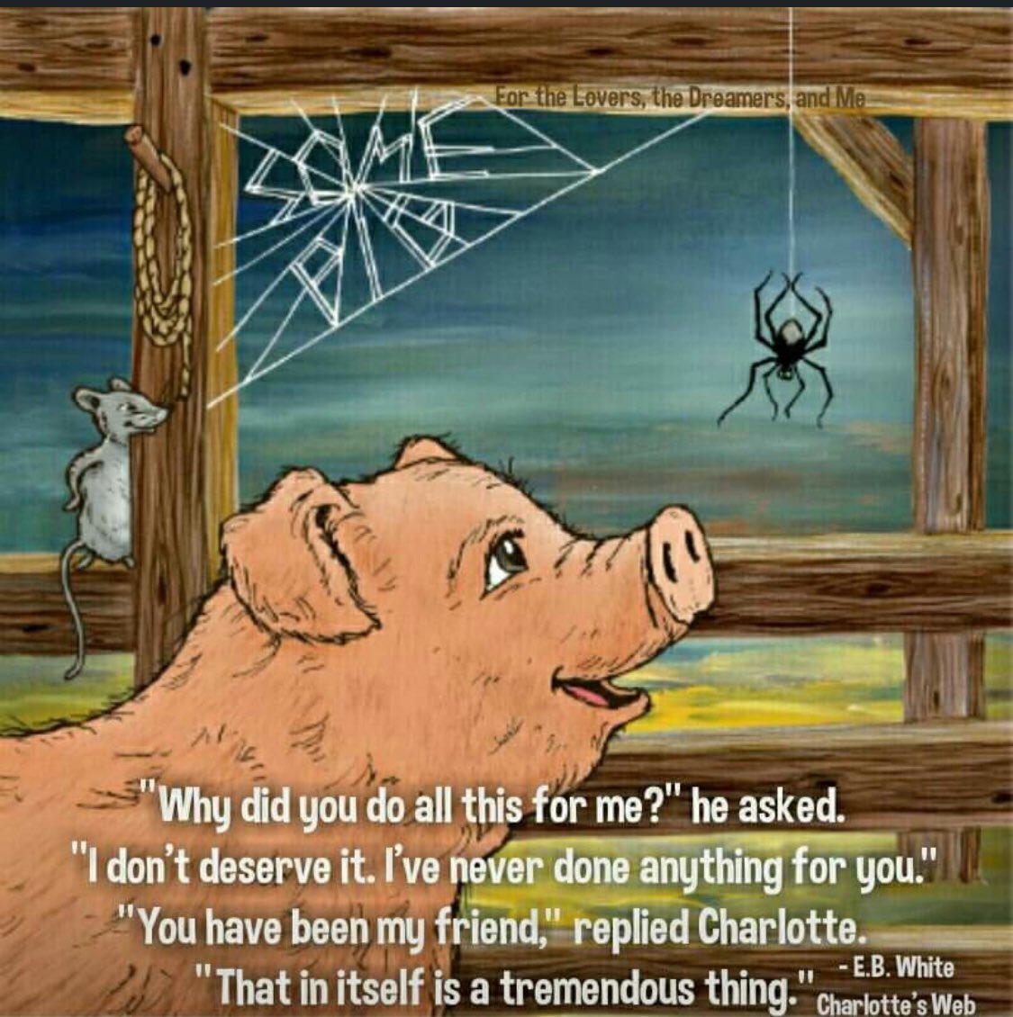 PosPublishing's tweet photo. E.B. Whites, “Charlottes Webb” is 67...what a beautiful story #friendship #loyalty #kidsbooks #meaningful #classic https://t.co/3legGDtYIx