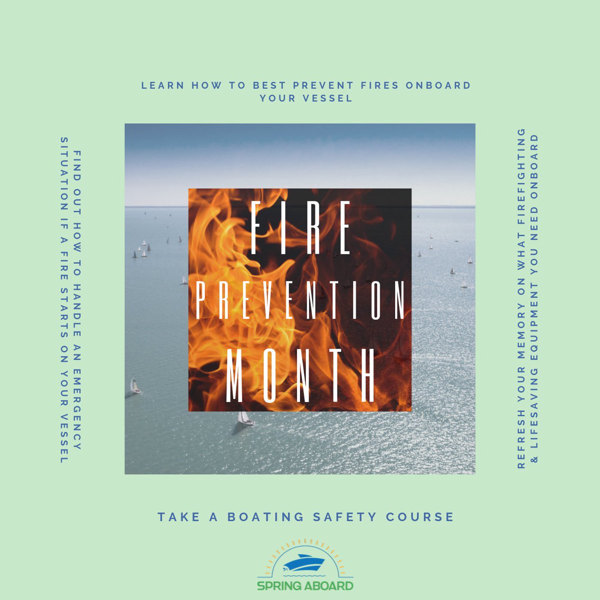 SpringAboard's tweet image. Fires can happen anywhere, including on the water when you least expect it. Consider enrolling in a boating safety course to find out the best practices to prevent onboard fires. #SpringAboard #FirePreventionMonth buff.ly/2ptmux1