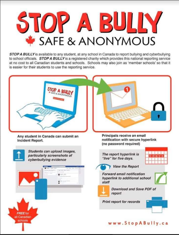 Are you being bullied? Do you have a friend that is being bullied? Stop a Bully is an anonymous and safe way to report bullying. It is offered to all students. You can report bullying anonymously. Any student can submit an incident report. Check this out!