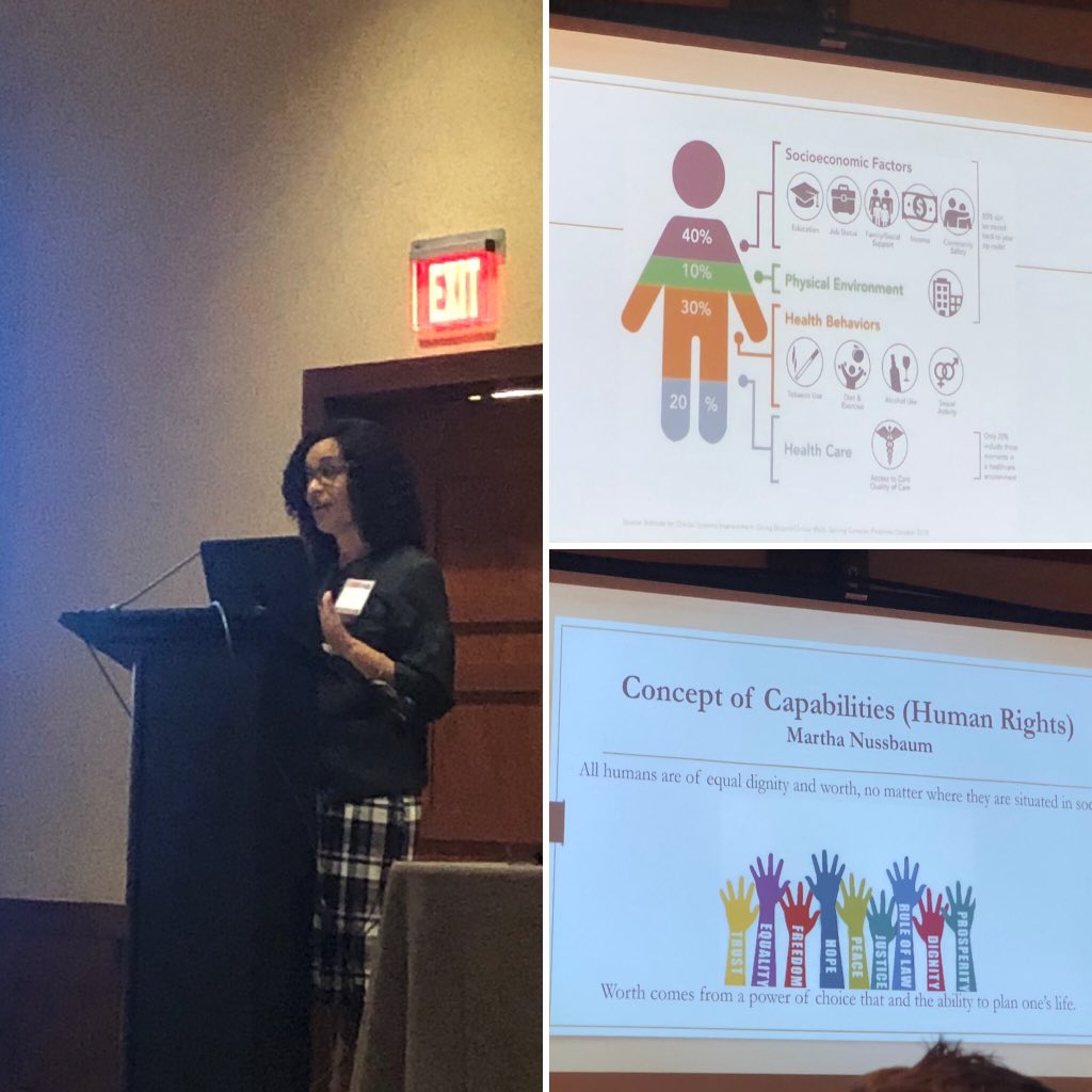 MarshaWittinkMD's tweet photo. @ Dr. Toni Johnson from @ECUBrodySOM speaking about mental illness prevention and #SDOH using @NussbaumMartha framework of #creatingcapabilities @ Association of Medicine and Psychiatry meeting @EmoryUniversity @EmoryRollins https://t.co/RG0oTwrklF