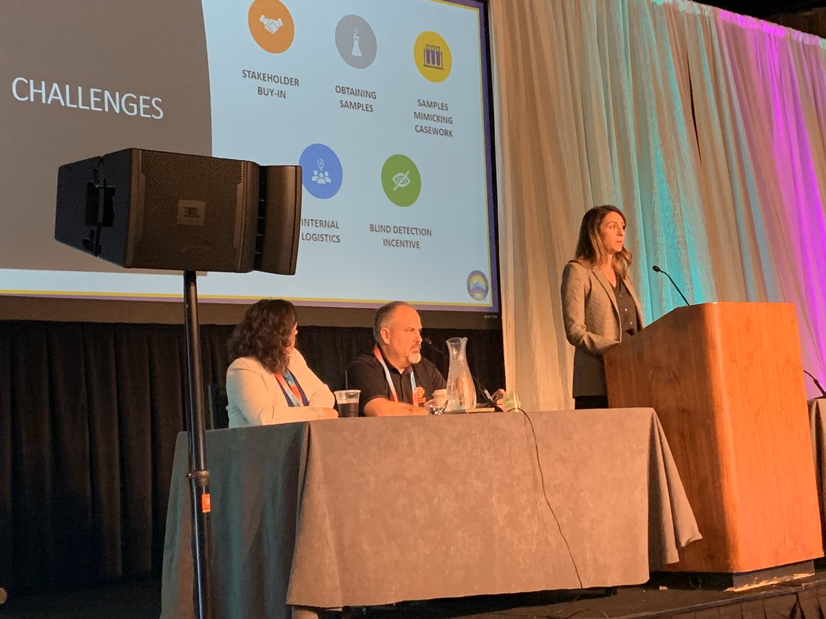 HoustonForensic's tweet photo. HFSCβs Jackie Moral presents about blind quality controls at #soft2019 https://t.co/29z9KCCN6z