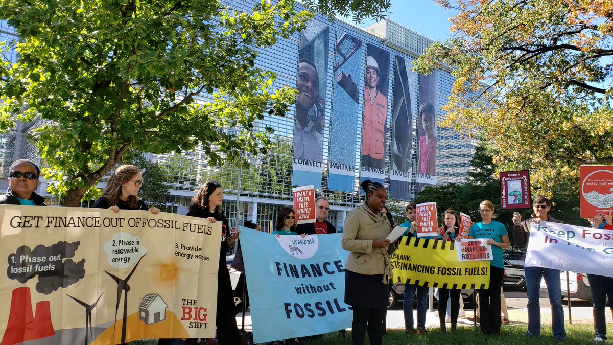 With @SustainUS @WECAN_INTL @OilChangeUS @PACJA1 and many other allies in DC demanding a #FossilFreeWBG #WBGmeetings #AMCSO19