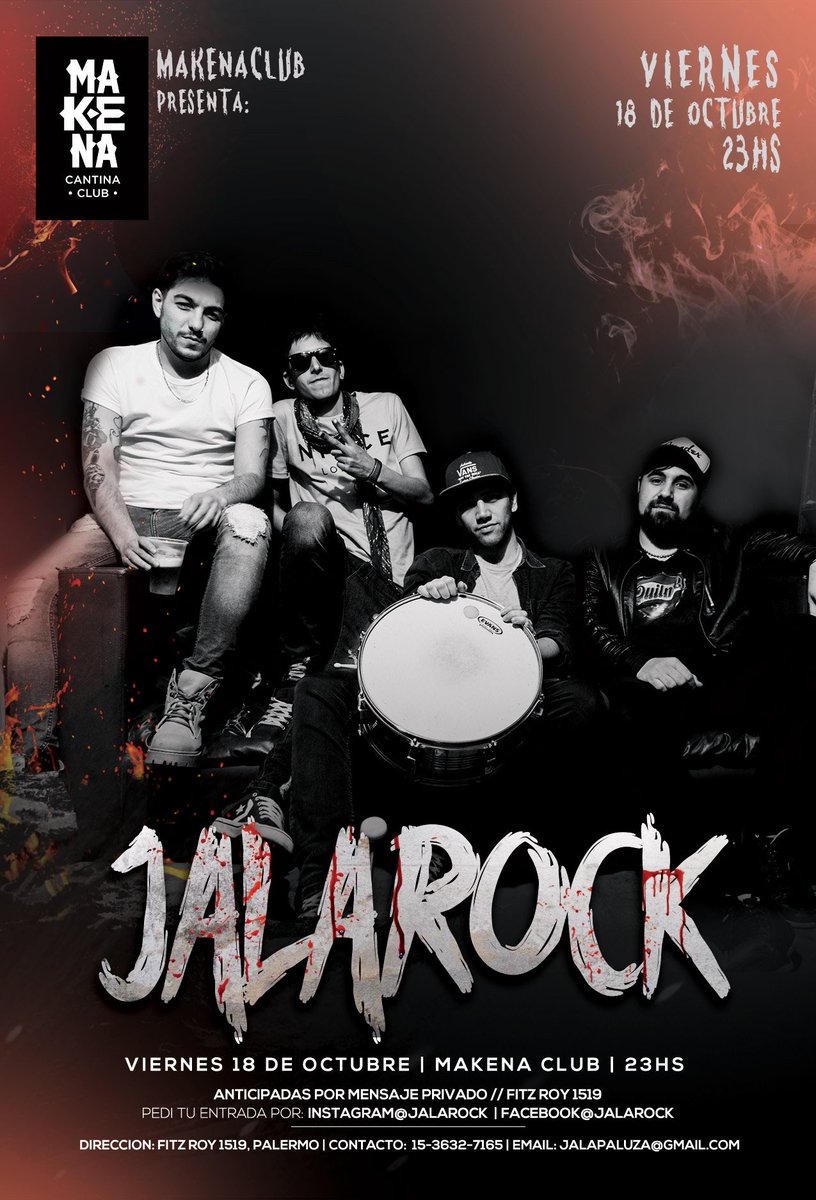 🗓 👉 HOY VIERNES 18 de OCTUBRE 👈
🕗 A las 23hs 
📍Makena Club (Fitz Roy 1519, Palermo)