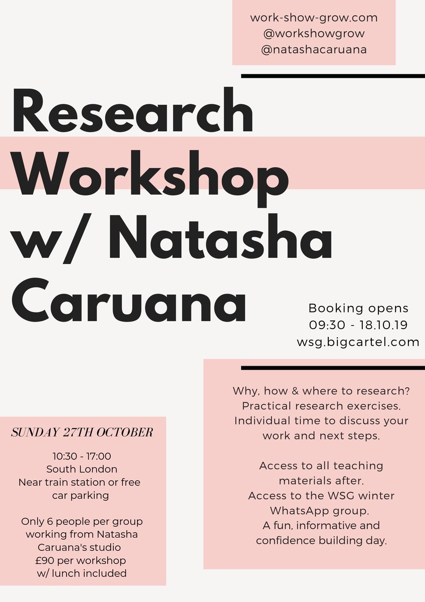 NatashaCaruana's tweet photo. I love running one-off workshops. They're a brilliant way to progress, start a new project or simply an excuse to meet a new group of people. I just launched the next set of @WorkShowGrow topics.
Research - 1 left
Connecting - Sold out
Play - 1 left
Book > https://t.co/V2iIj1A3dP https://t.co/b9t8xDUby8