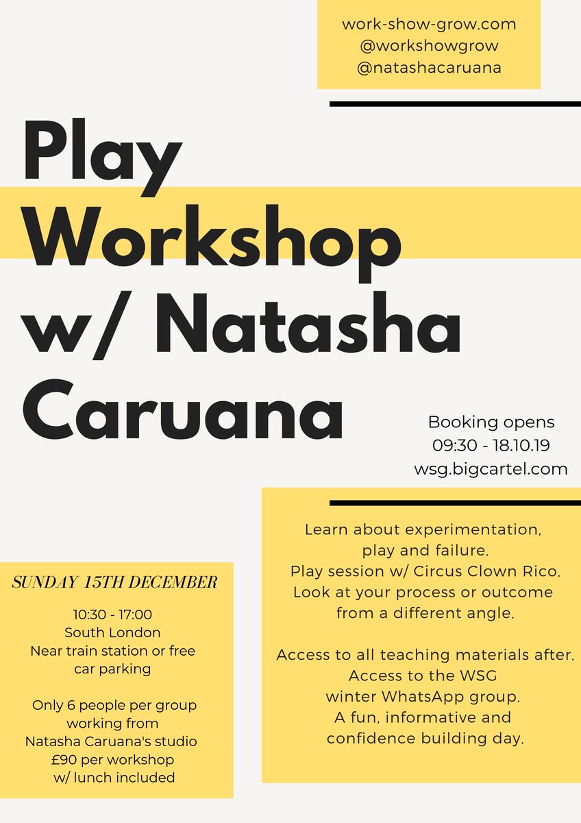 NatashaCaruana's tweet photo. I love running one-off workshops. They're a brilliant way to progress, start a new project or simply an excuse to meet a new group of people. I just launched the next set of @WorkShowGrow topics.
Research - 1 left
Connecting - Sold out
Play - 1 left
Book > https://t.co/V2iIj1A3dP https://t.co/b9t8xDUby8