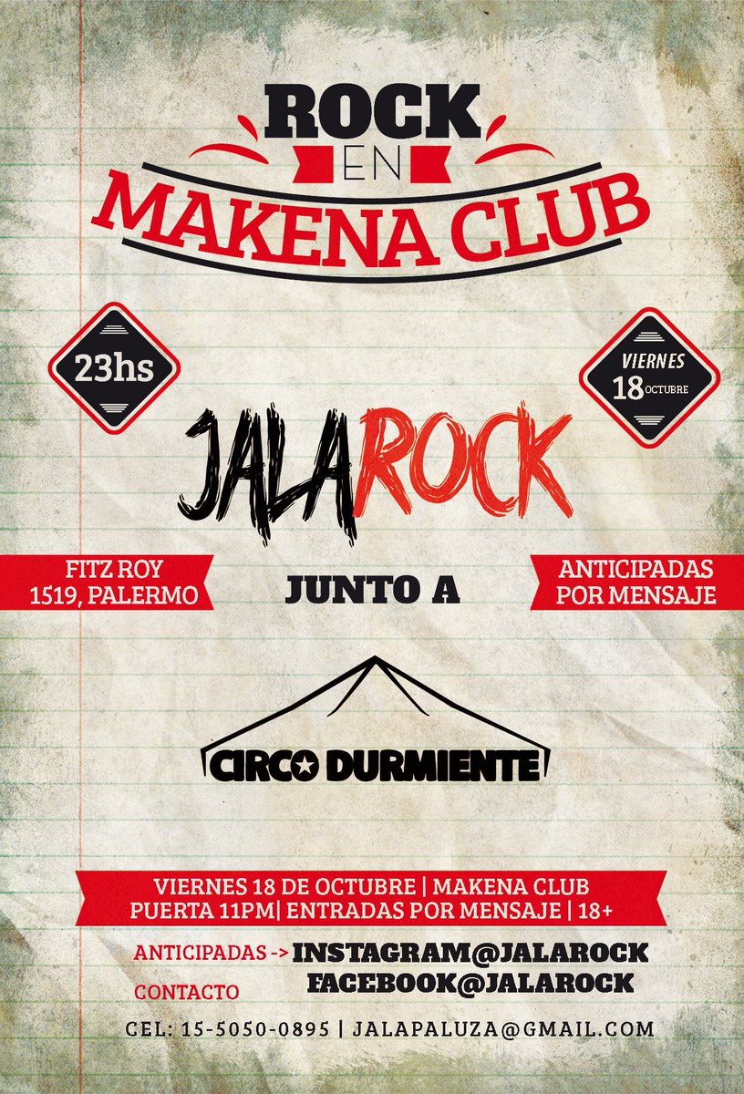 🗓 👉 HOY VIERNES 18 de OCTUBRE 👈
🕗 A las 23hs 
📍Makena Club (Fitz Roy 1519, Palermo)