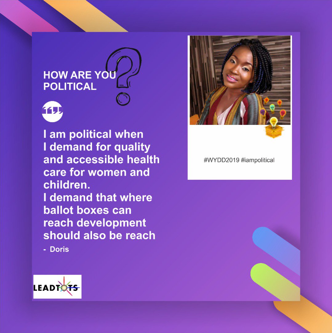 DorisIbrahim5's tweet photo. #WYDD2019 #iampolitical when I demand for equal representation of women and youth in govt @leadtots @NEDemocracy https://t.co/gmPhmraJj5
