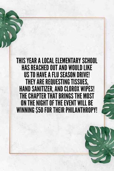 Think you and your big/little are the best pair around? Prove it at our So You Think You Can Big Little philanthropy event!! ALSO donate flu season supplies for the kids! can’t wait to see y’all there! 💘