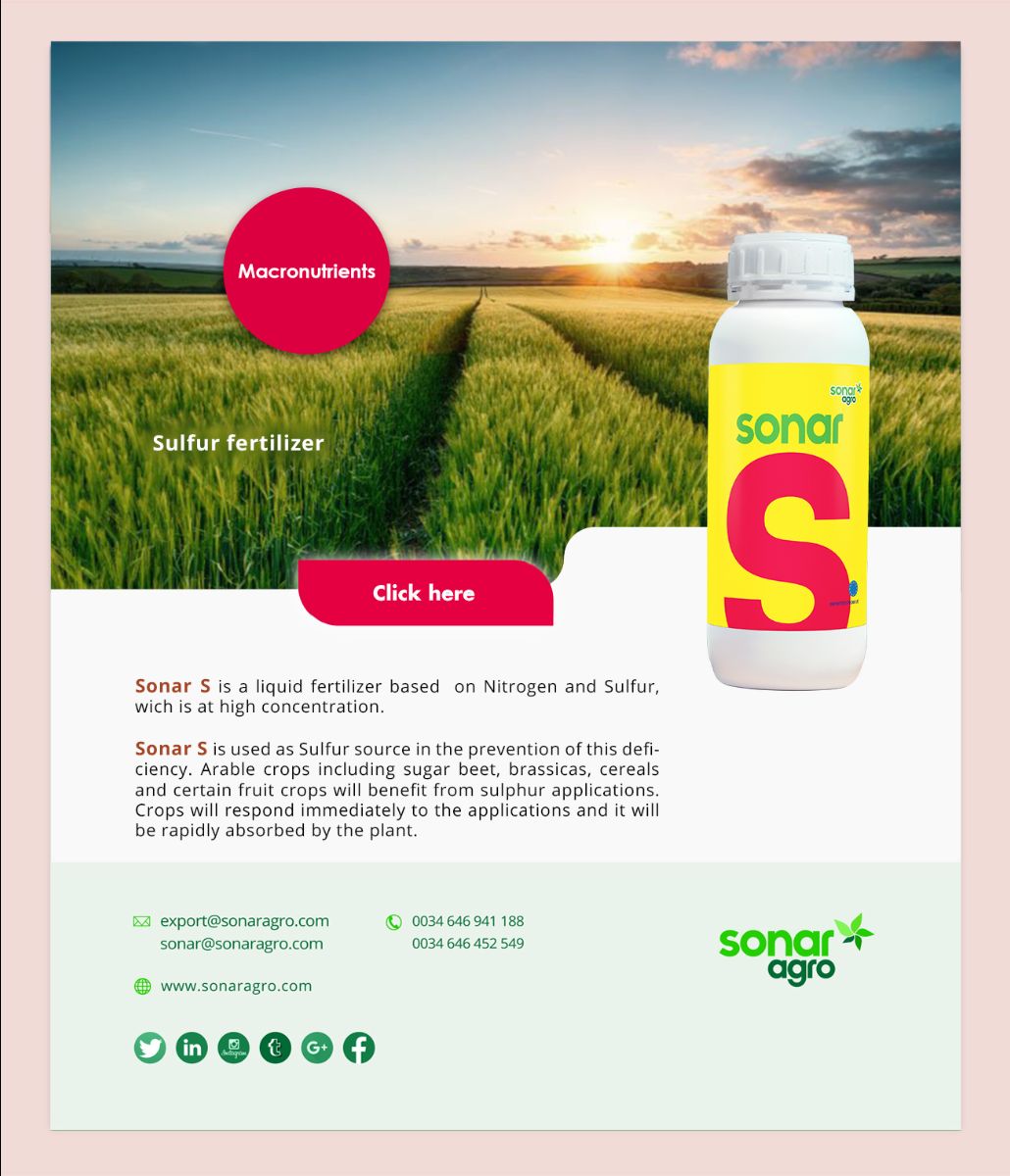 Sonar S is used as sulfur source in the prevention of this deficiency. Applicable for arable crops, including sugar beet, brassicas, cereals and more

Find more at:
sonaragro.com/en_macronutrie…