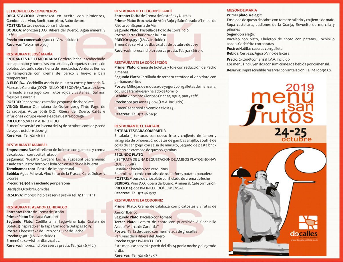 MENÚ DE SAN FRUTOS 2019