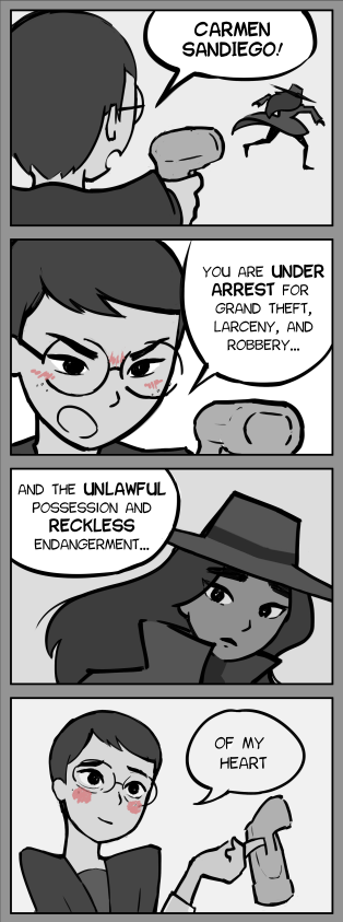 Be gay, do crime

Part 1 of 4
#CarmenSandiego #comics 