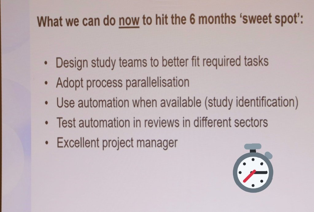 3ieNews's tweet photo. ❗What are issues in current model of producing #systematicreviews?
🔧 How can we rework systematic review production?
Can we complete a review in 6️⃣ months? 🤔
👇Have a look at @BirteSnilstveit's slides| Living and rapid evidence synthesis session #WWGS2019 #WhatWorksWeek https://t.co/af7thcVe29