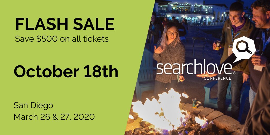 Here we go..

Tickets to #SearchLove San Diego are now live. We only have 50 flash sale tickets available this year. 

Go go go! 😎 

distilled.net/events/searchl…