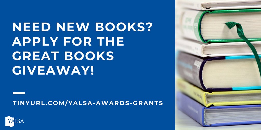 yalsa's tweet photo. Does your library need new books? Don't forget to check out our Great Books Giveaway and see if you qualify! Apply by Dec. 1! https://t.co/IavwsQ0XUJ https://t.co/xL9LVRYW2C