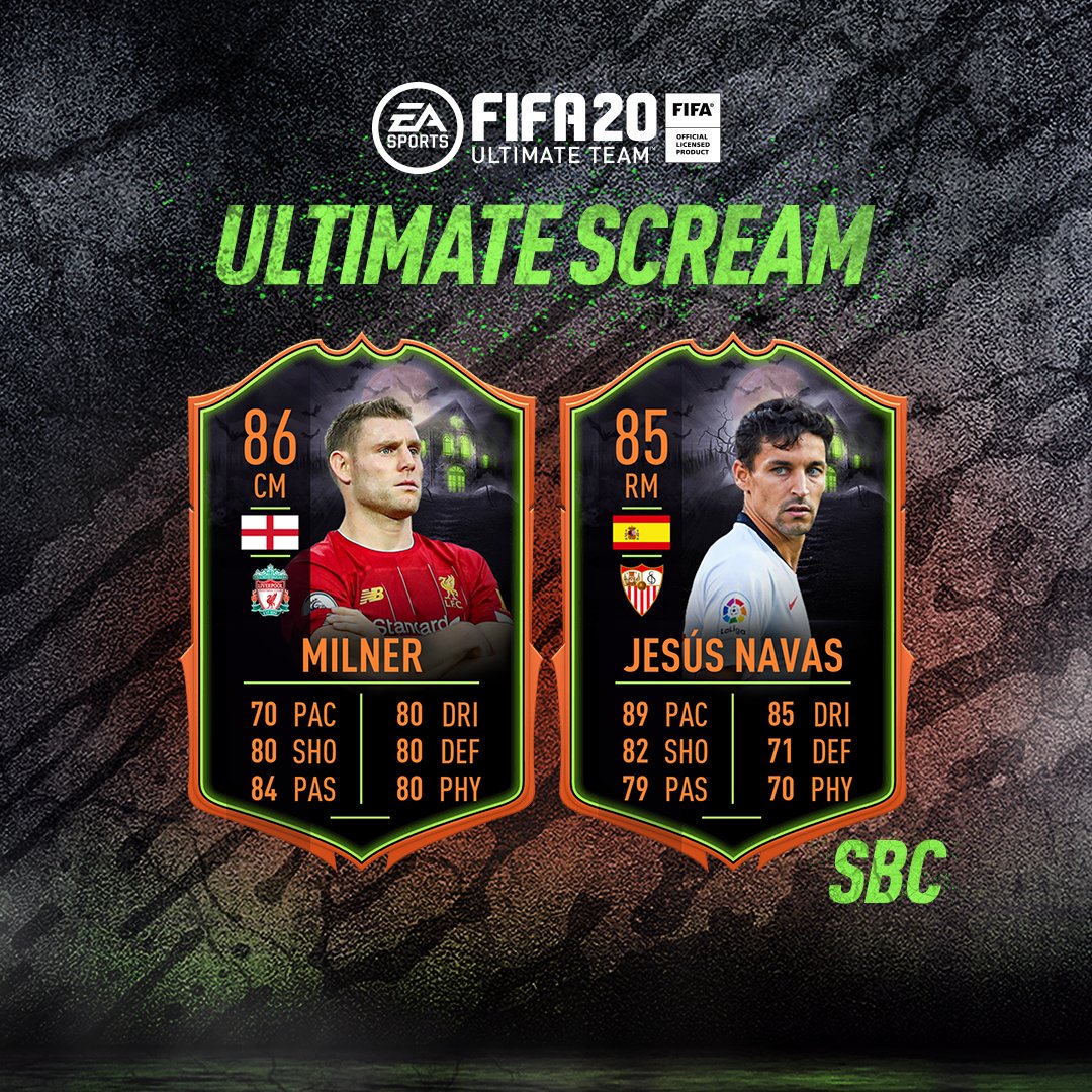 EASPORTSFC's tweet photo. James Milner @JamesMilner  and Jesus Navas @JNavas haunt the SBCs 😨 #UltimateScream #FUT20 https://t.co/AU5g7kA3mm