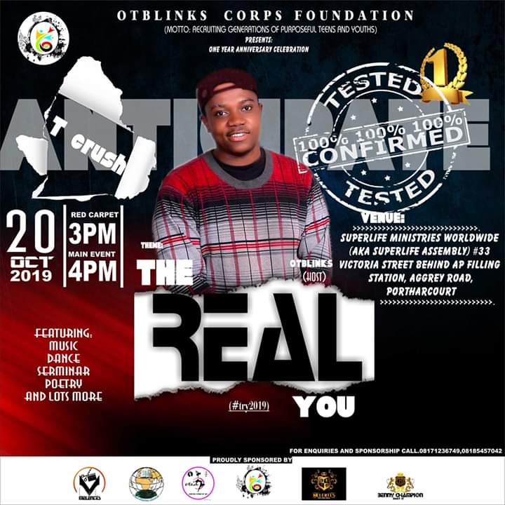 PrimNProperA's tweet photo. ARE YOU A YOUNG PERSON❓
DO YOU HAVE DREAMS❓
Join @ChristianTamun3 to celebrate 1 year anniversary on the 20th of October 4pm
There'd be discoveries.
📞 08171236749
#TheRealYou
#OTblinksCorpsFoundation
#OTBLINKS
#Ladies #Gentlemen #TheRealYou
#PrimNProperAfrica
#IamVerdant💪 https://t.co/19HZja2MJx